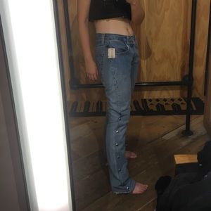 Levi 501 jean W31L34. Altered details on both legs. Bought from Urban outfitter